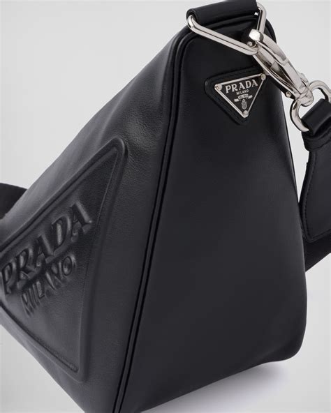 prada triangle leather and fabric bag|prada triangle bag men.